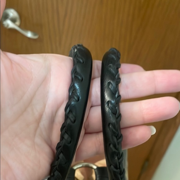 COACH UEC Vintage Tan and Black Women's Handbag Straw and Genuine Leather - Picture 5 of 15